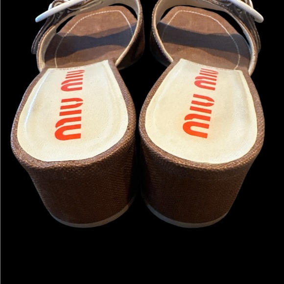 Miu Miu Tan Mules with Cream Buckle - Picture 5 of 6